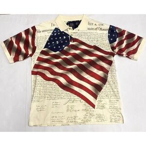 Trader's Sport USA 1776 Declaration Of Independence Polo Shirt. Large